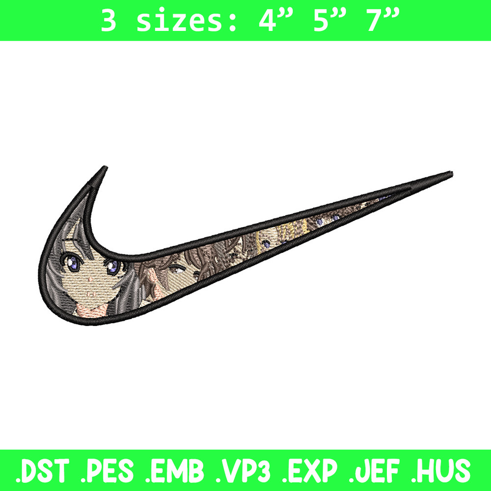 Nike mai embroidery design, Seishun Buta embroidery, Nike design,Embroidery file,Embroidery shirt,Digital download.jpg