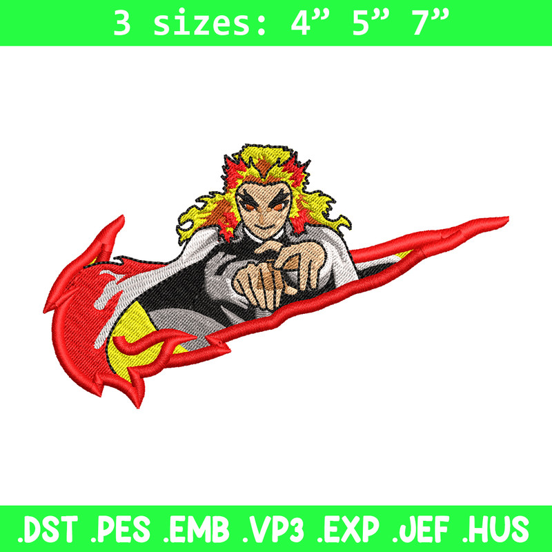 Nike Rengoku embroidery design, Kimetsu no Yaiba embroidery, Nike design, anime design, anime shirt, Digital download.jpg