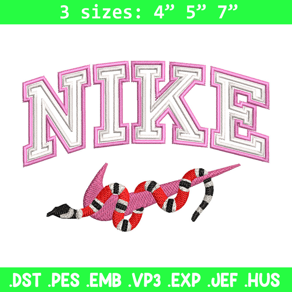 Nike snake embroidery design, Snake embroidery, Nike design, Embroidery shirt, Embroidery file, Digital download.jpg