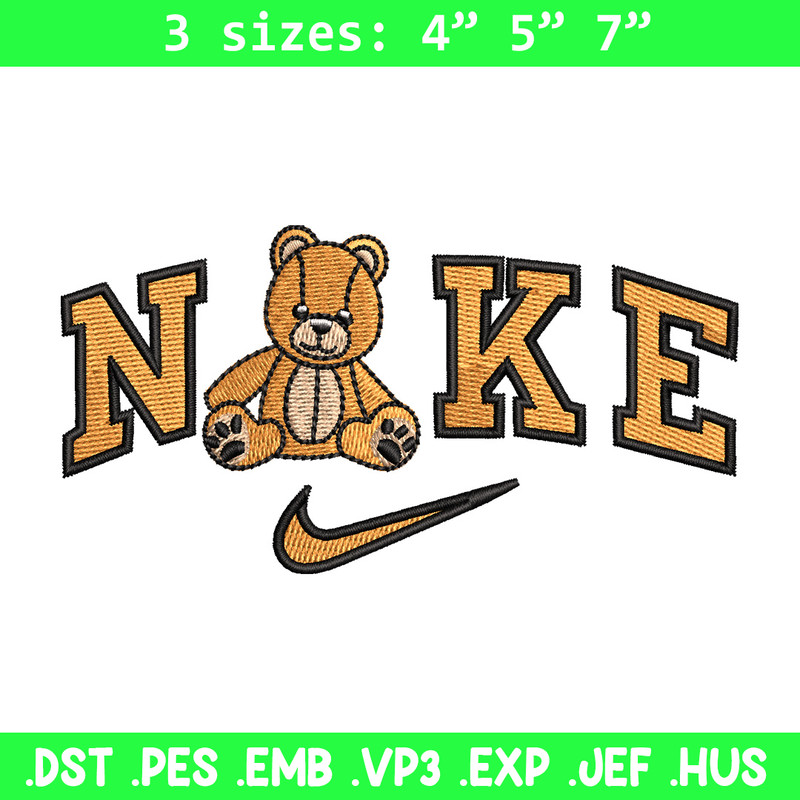 Nike teddy bear embroidery design, Bear embroidery, Nike design,Embroidery file,Embroidery shirt,Digital download.jpg