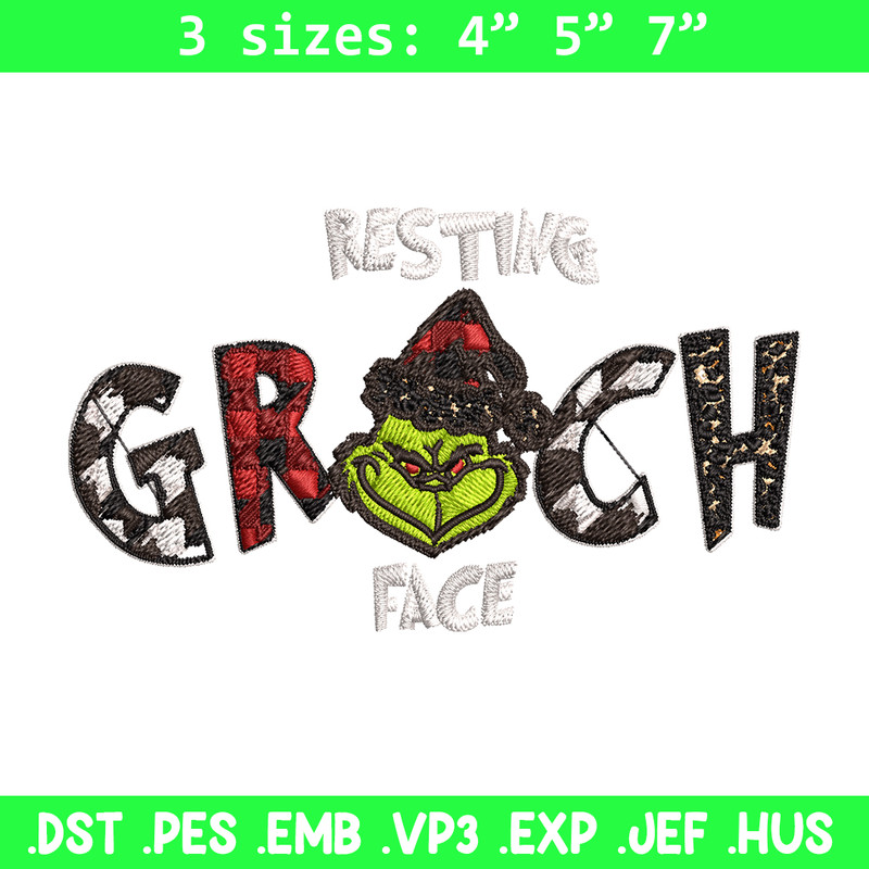 Resting Grinch Face Embroidery design, Grinch christmas Embroidery, Grinch design, Embroidery File, Instant download..jpg