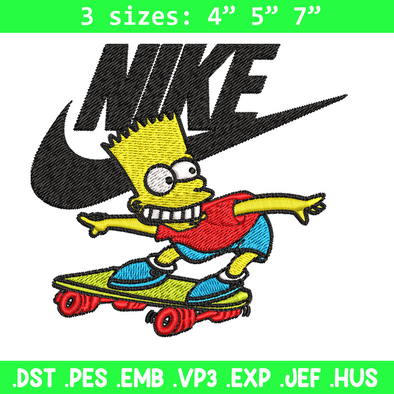 Simpson funny Nike Embroidery design, Simpson cartoon Embroidery, Nike design, Embroidery file, Instant download..jpg