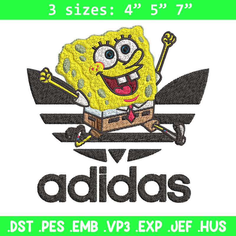 Spongebob adidas Embroidery Design, Adidas Embroidery, Embroidery File, Brand Embroidery, Logo shirt, Digital download.jpg