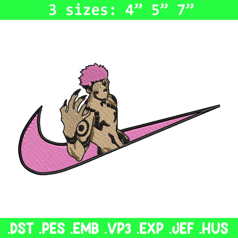 Sukuna Nike embroidery design, Jujutsu kaisen embroidery, Nike design, anime design, anime shirt, Digital download.jpg