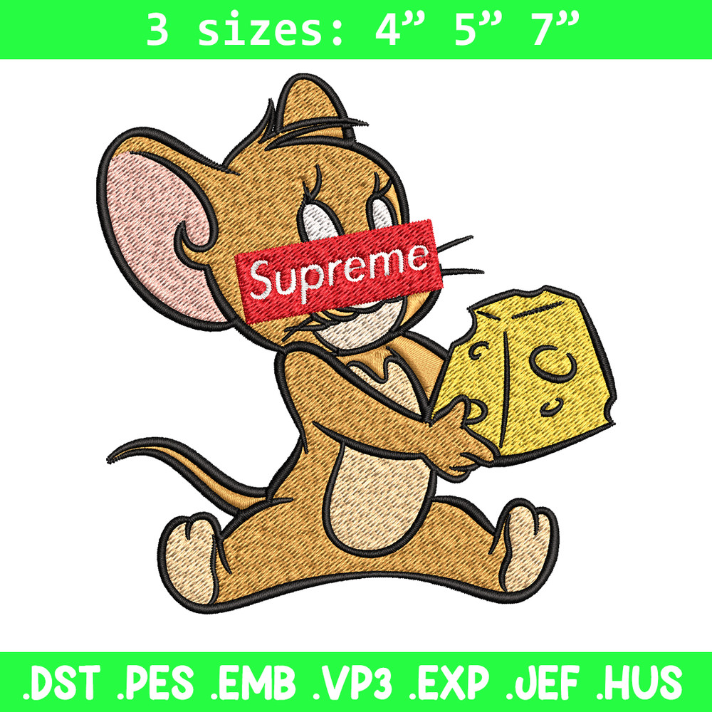 Supreme Cartoon Jerry Embroidery design, Disney cartoon Embroidery, cartoon design, Embroidery File, Digital download.jpg