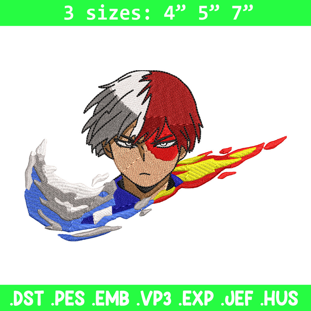 Todoroki Nike embroidery design, My hero academia embroidery, Nike design, anime design, anime shirt, Digital download.jpg