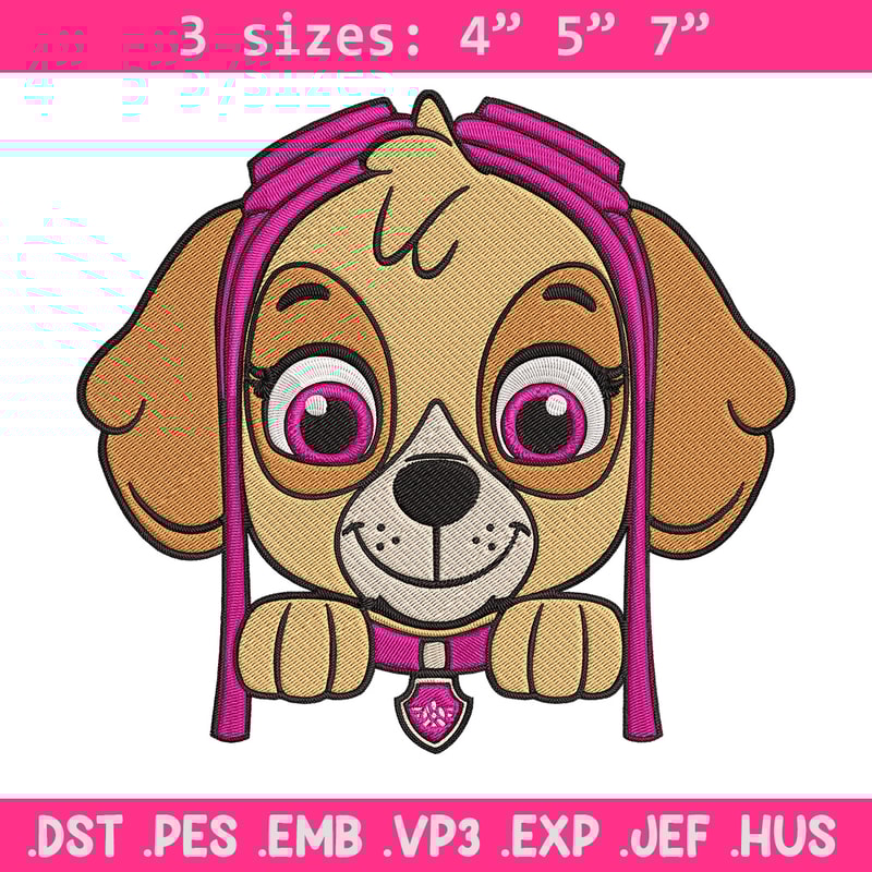 Skye dog Embroidery Design, Paw patrol Embroidery, Embroidery File, Anime Embroidery, Anime shirt, Digital download.jpg