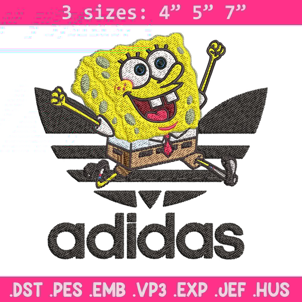 Spongebob adidas Embroidery Design, Adidas Embroidery, Embroidery File, Brand Embroidery, Logo shirt, Digital download.jpg