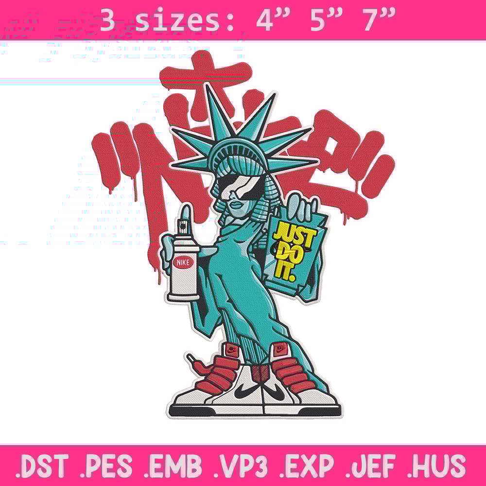 Statue of Liberty x nike Embroidery Design, Statue of Liberty Embroidery, Embroidery File, Anime Embroidery, Nike shirt.jpg