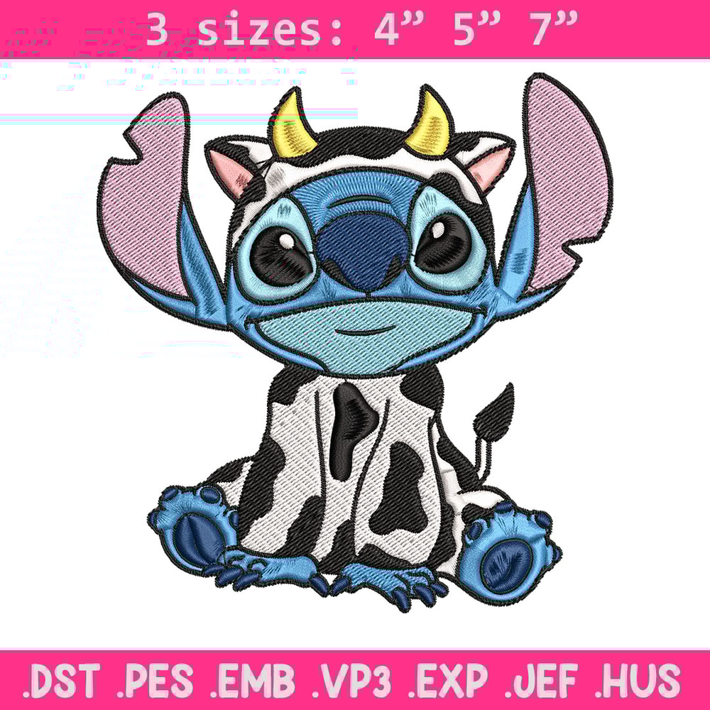 Stitch Cow Embroidery Design, Stitch Embroidery, Embroidery File, Cartoon shirt, Embroidery design, Digital download..jpg
