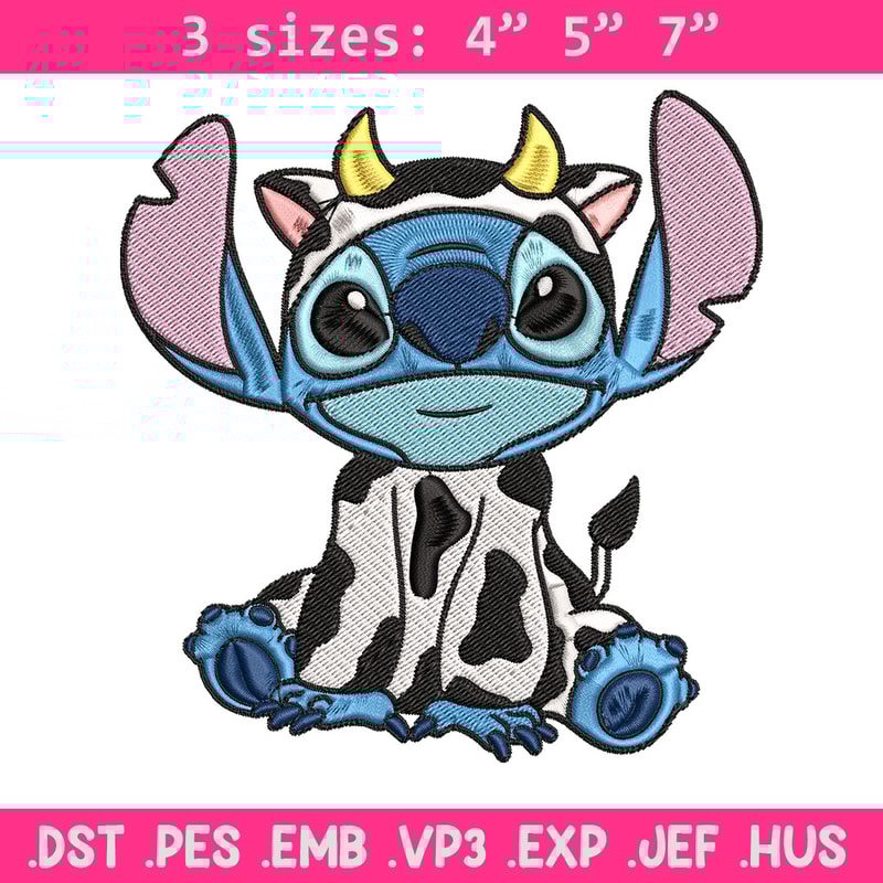 Stitch Cow Embroidery Design, Stitch Embroidery, Embroidery File, Cartoon shirt, Embroidery design, Digital download..jpg