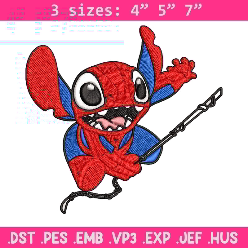 Stitch Spiderman Embroidery design, Stitch Embroidery, Embroidery File, cartoon design, logo shirt, Digital download..jpg