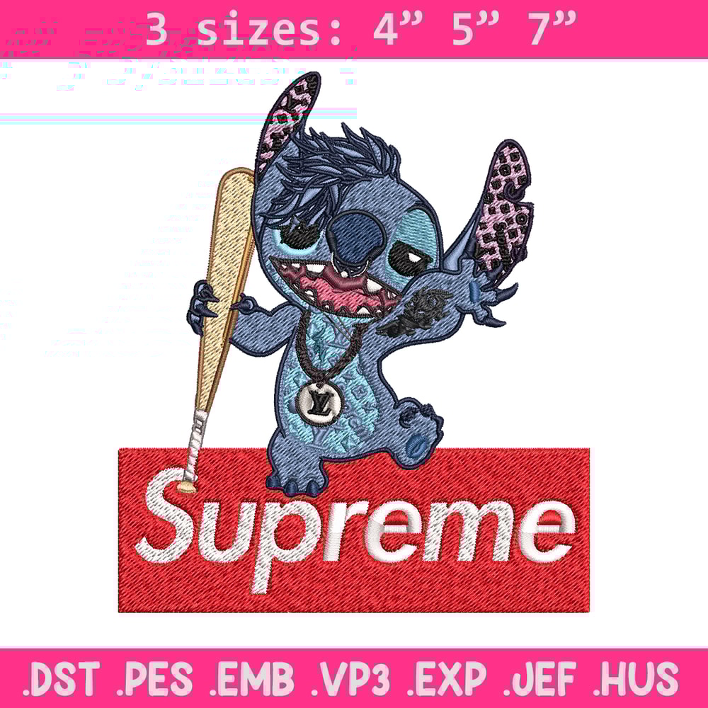Stitch Supreme Embroidery design, cartoon Embroidery, cartoon design, Embroidery File, cartoon shirt, Digital download..jpg