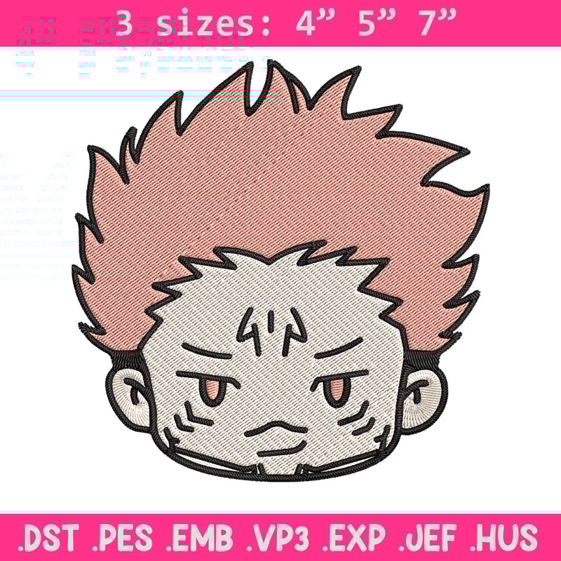 Sukuna chibi Embroidery Design, Jujutsu Embroidery, Embroidery File, Anime Embroidery, Anime shirt, Digital download.jpg