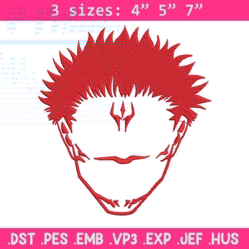 Sukuna face Embroidery Design, Jujutsu Embroidery, Embroidery File, Anime Embroidery, Anime shirt, Digital download..jpg