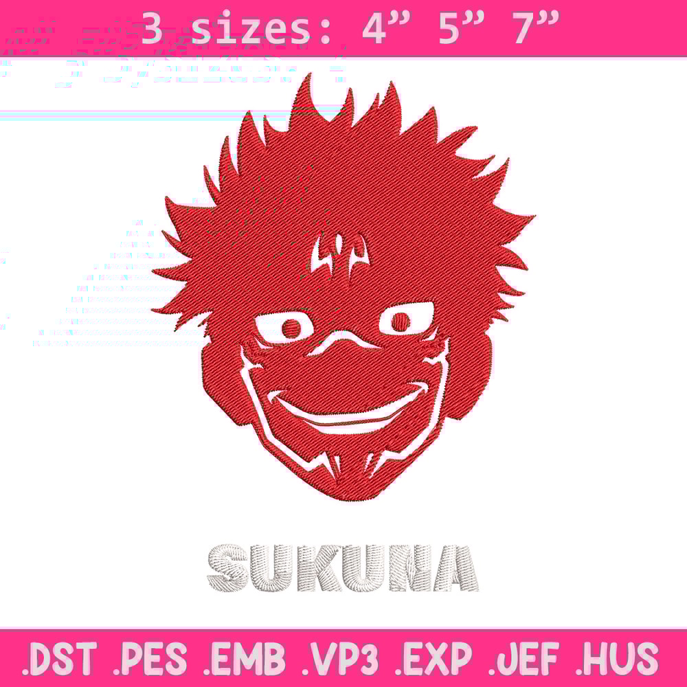 Sukuna laugh Embroidery Design, Jujutsu Embroidery, Embroidery File, Anime Embroidery, Anime shirt, Digital download.jpg