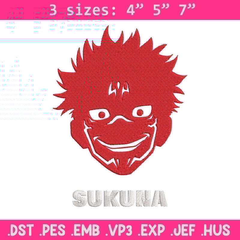 Sukuna laugh Embroidery Design, Jujutsu Embroidery, Embroidery File, Anime Embroidery, Anime shirt, Digital download.jpg