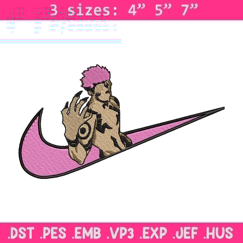 Sukuna Nike embroidery design, Jujutsu kaisen embroidery, Nike design, anime design, anime shirt, Digital download.jpg