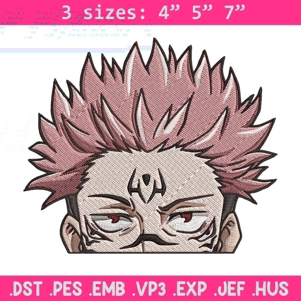 Sukuna Peeker Embroidery Design, Jujutsu Embroidery, Embroidery File, Anime Embroidery, Anime shirt, Digital download.jpg