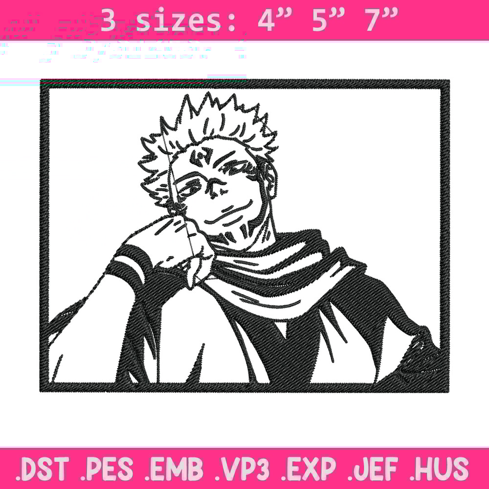 Sukuna rectangle Embroidery Design, Jujutsu Embroidery, Embroidery File, Anime Embroidery, Anime shirt, Digital download.jpg