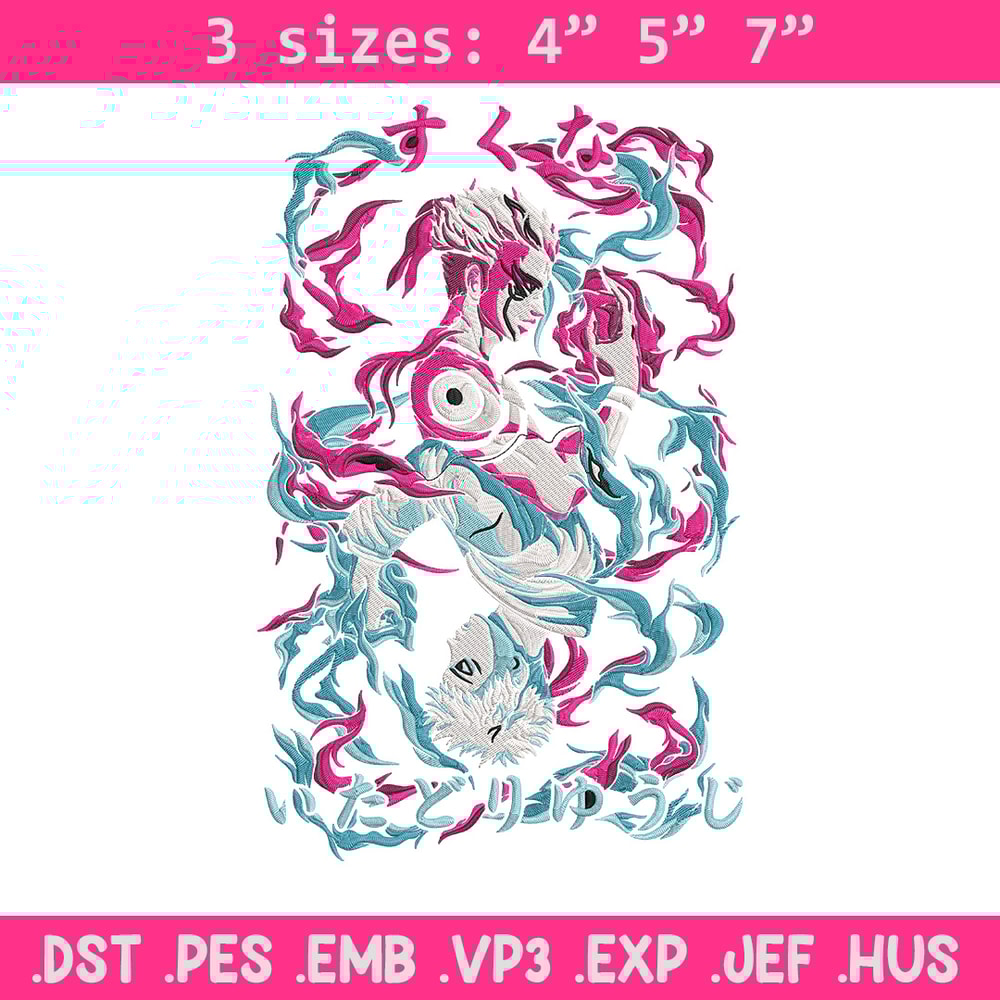 Sukuna x Yuji Embroidery Design, Jujutsu Embroidery,Embroidery File, Anime Embroidery, Anime shirt, Digital download.jpg