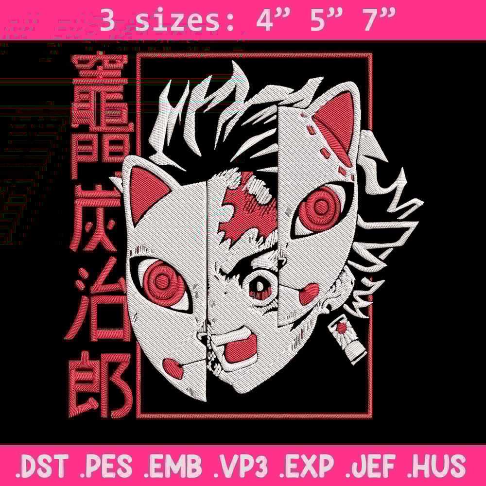 Tanjiro mask Embroidery Design, Demon slayer Embroidery, Embroidery File, Anime Embroidery, Digital download..jpg