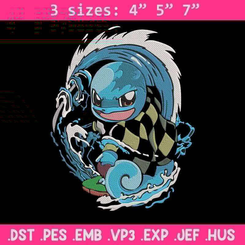 Tanjiro x Squirtle Embroidery Design, Pokemon Embroidery, Embroidery File, Anime Embroidery,Anime shirt,Digital download.jpg