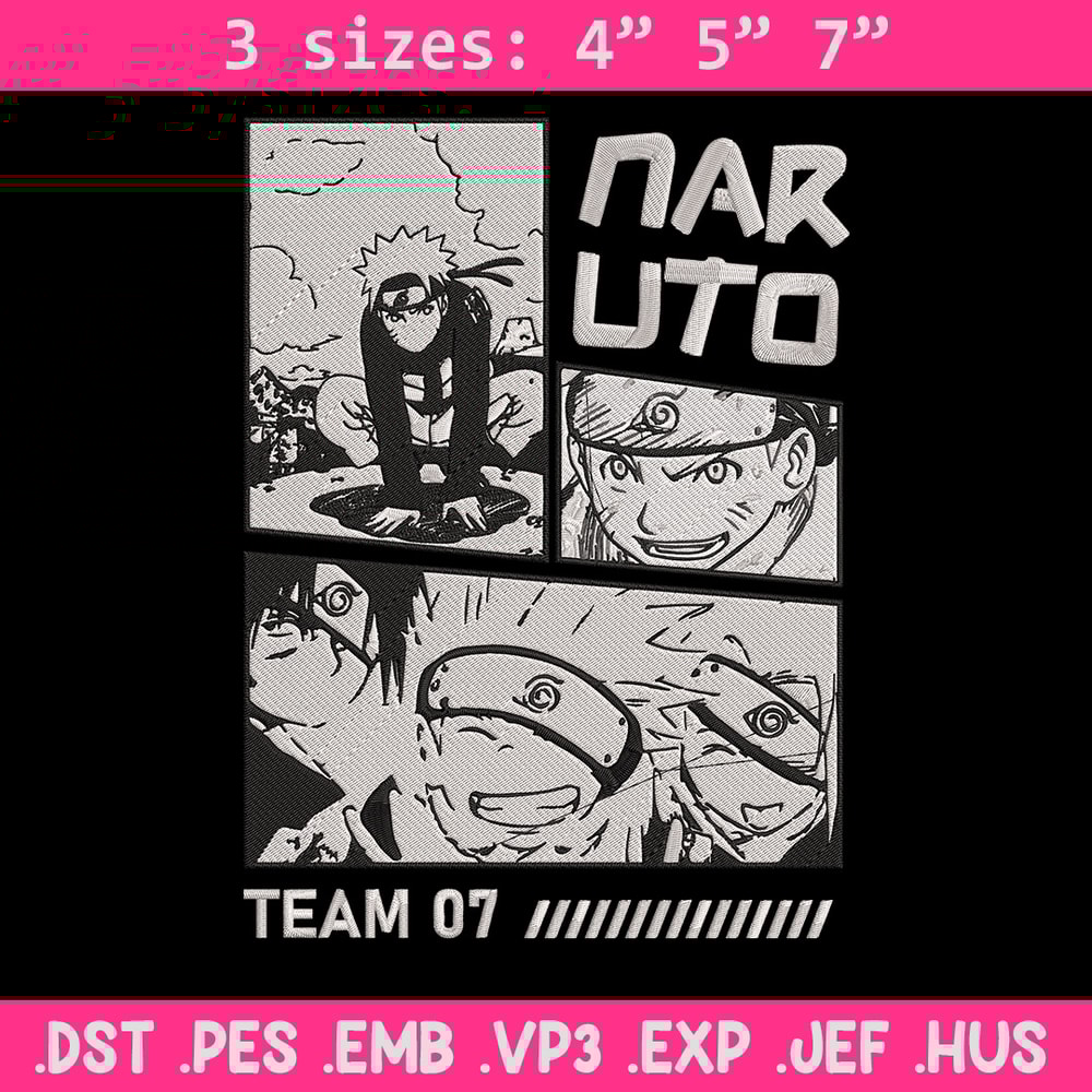Team 07 naruto Embroidery Design, Naruto Embroidery, Embroidery File, Anime Embroidery, Anime shirt, Digital download.jpg