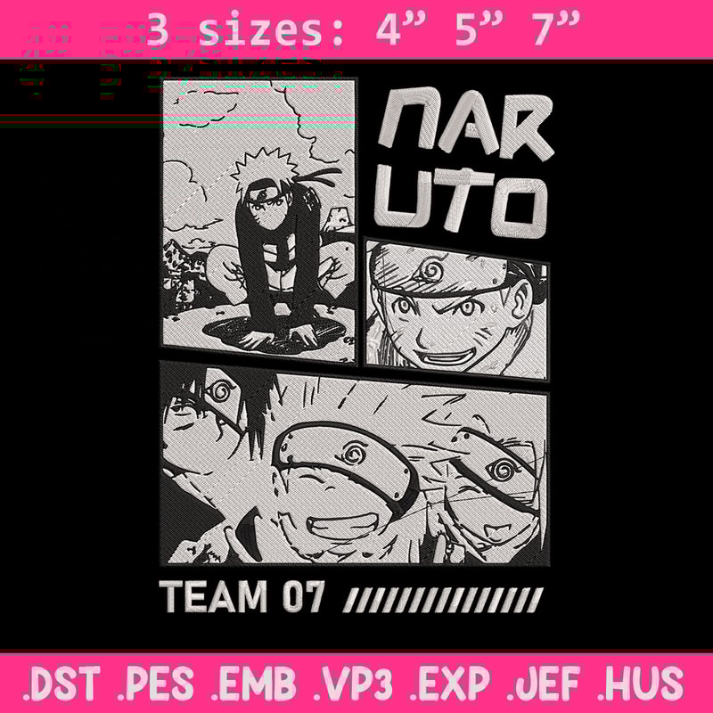 Team 07 naruto Embroidery Design, Naruto Embroidery, Embroidery File, Anime Embroidery, Anime shirt, Digital download.jpg