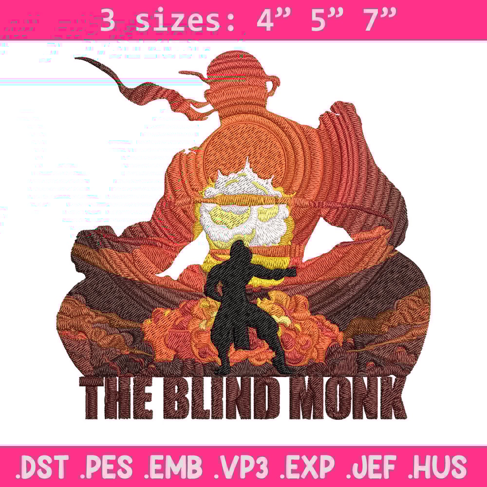 The blind monk Embroidery Design, Poster Embroidery, Embroidery File, Anime Embroidery, Anime shirt, Digital download.jpg