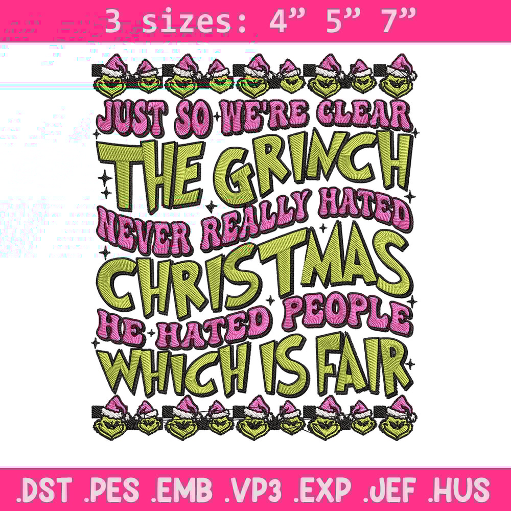 The grinch Embroidery Design, Grinch Embroidery, Embroidery File, Chrismas Embroidery, Anime shirt, Digital download.jpg