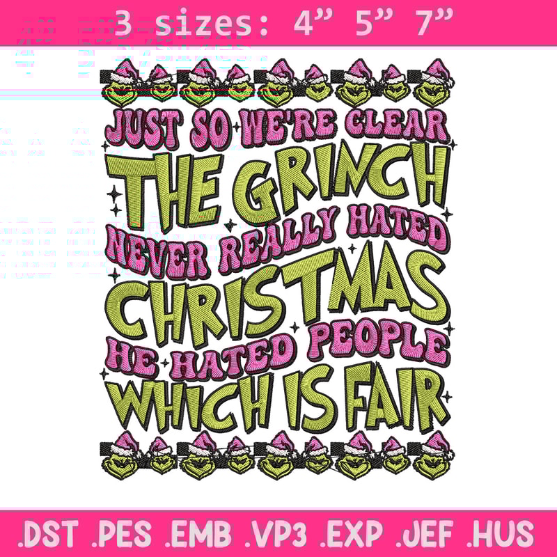 The grinch Embroidery Design, Grinch Embroidery, Embroidery File, Chrismas Embroidery, Anime shirt, Digital download.jpg