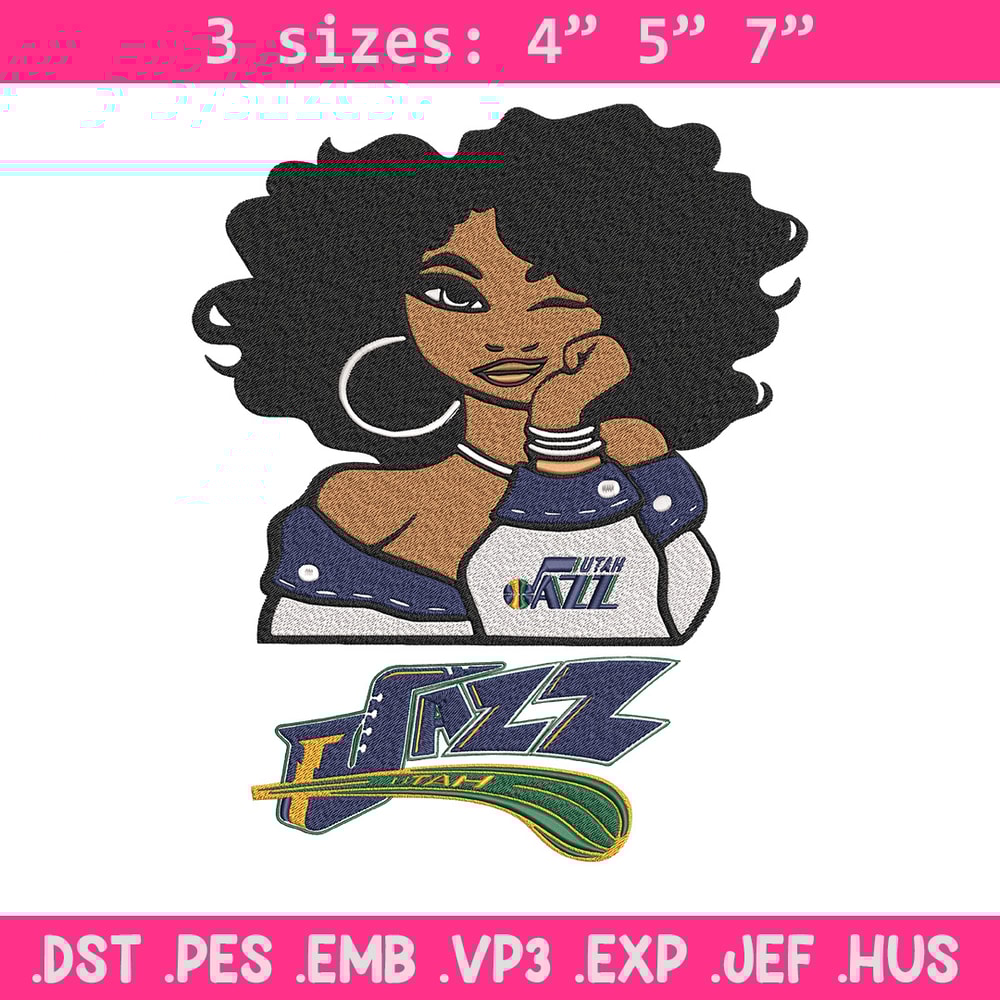 Utah Jazz girl embroidery design, NBA embroidery, Sport embroidery, Embroidery design, Logo sport embroidery.jpg