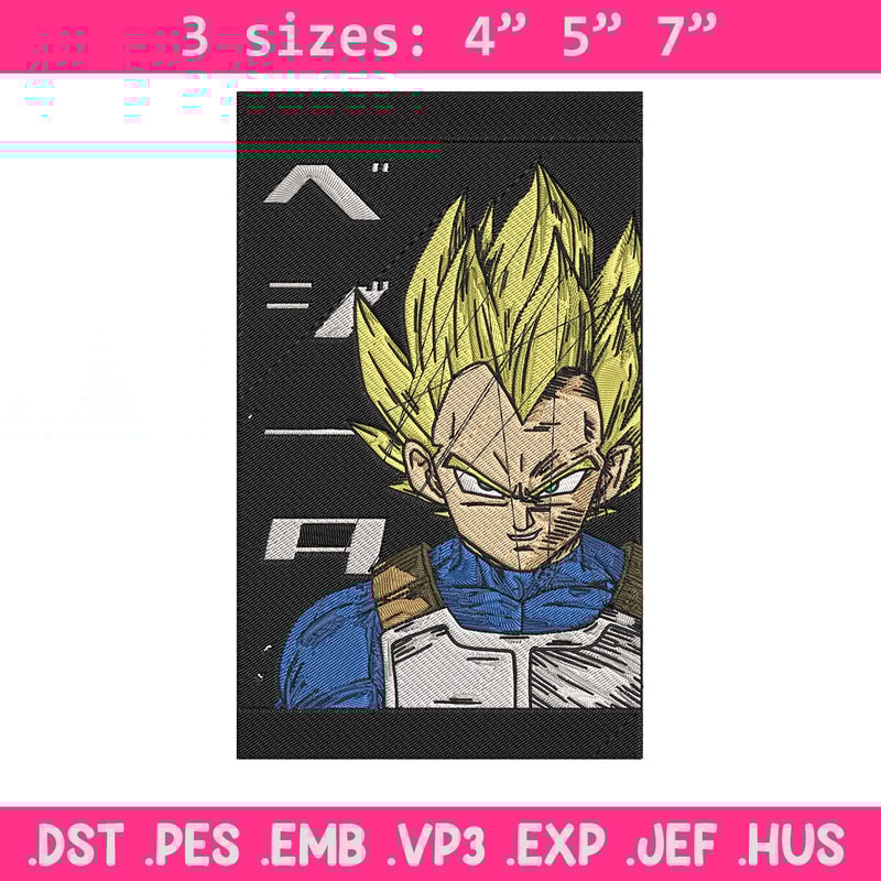 Vegeta poster Embroidery Design, Dragonball Embroidery, Embroidery File,Anime Embroidery, Anime shirt, Digital download.jpg