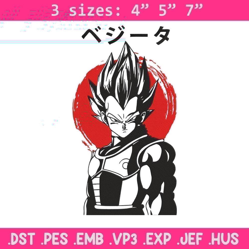 Vegeta poster Embroidery Design, Dragonball Embroidery,Embroidery File, Anime Embroidery, Anime shirt, Digital download.jpg