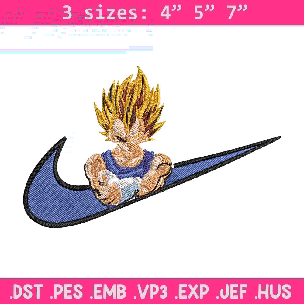 Vegeta ssj Embroidery Design, Dragonball Embroidery, Embroidery File, Nike Embroidery, Anime shirt, Digital download.jpg