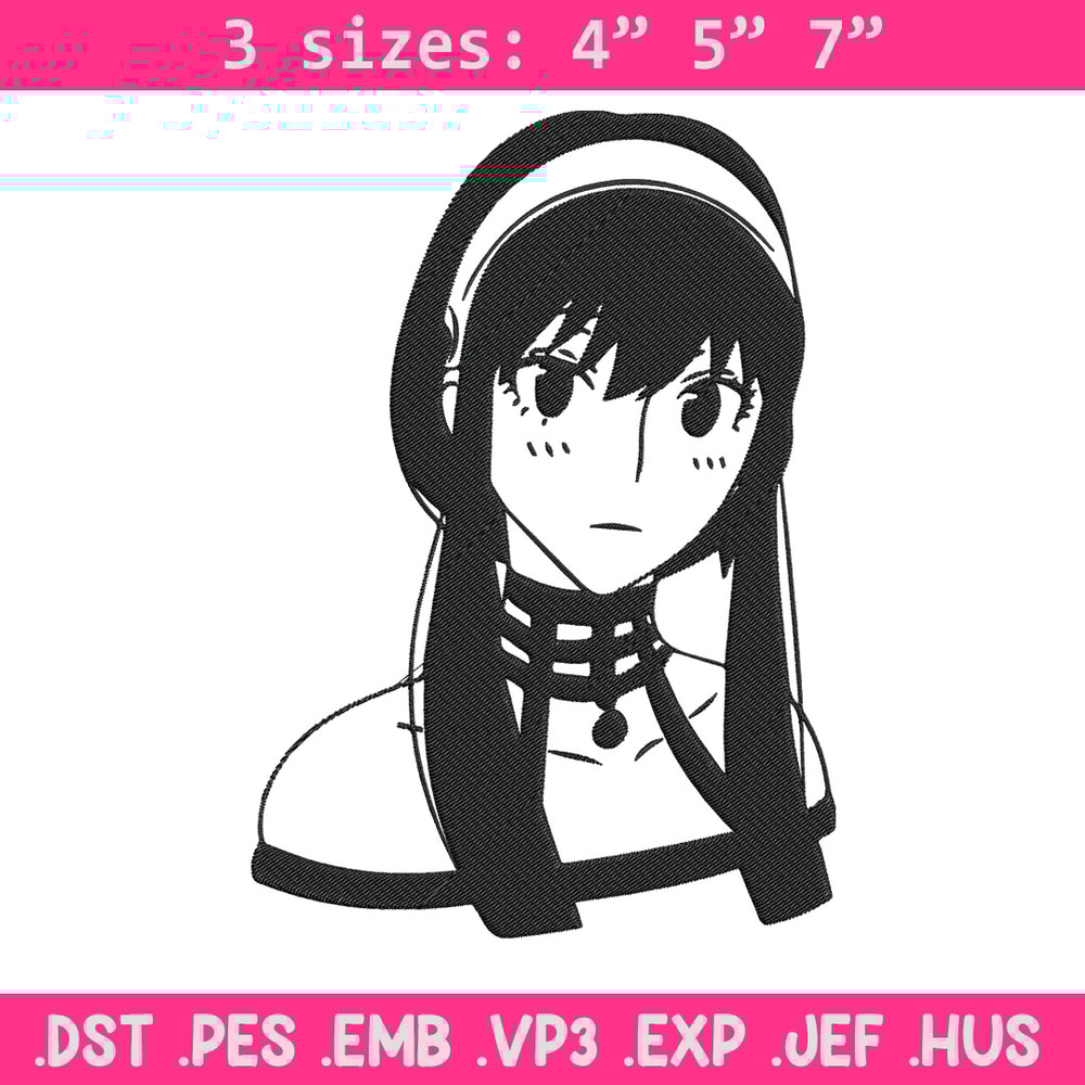 Yor forger Embroidery Design, Spy x family Embroidery, Embroidery File, Anime Embroidery, Anime shirt, Digital download..jpg
