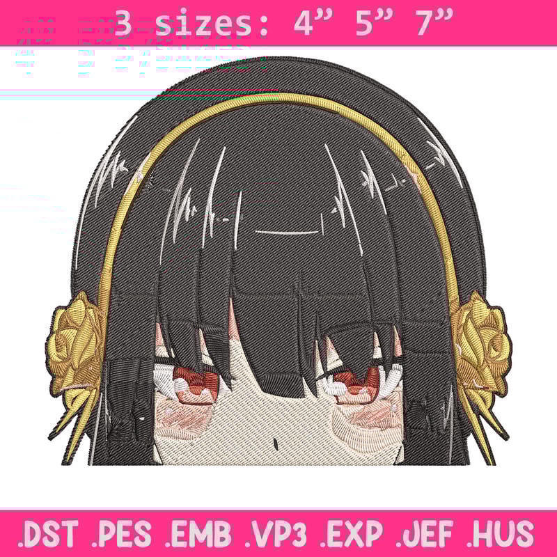 Yor peeker Embroidery Design, Spy x family Embroidery, Embroidery File, Anime Embroidery, Anime shirt, Digital download.jpg