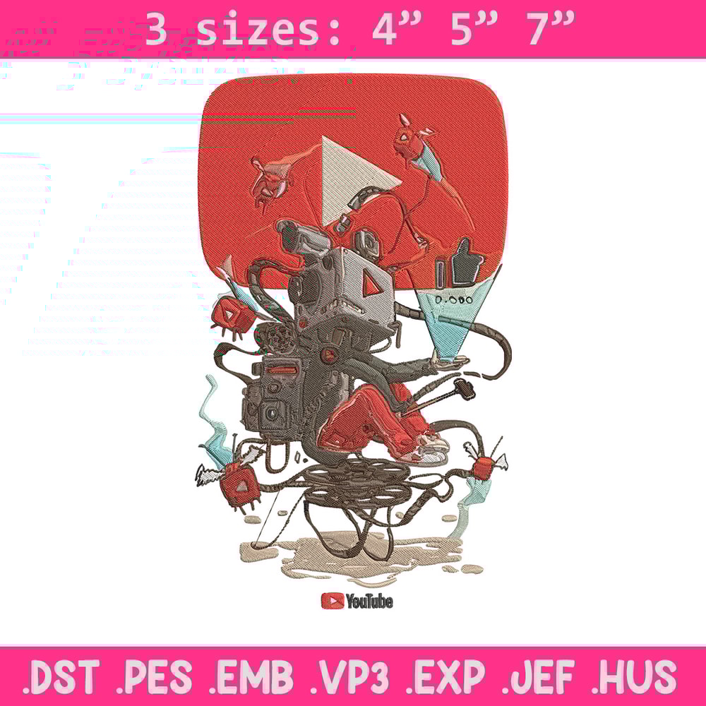 Youtube logo Embroidery Design, Youtube Embroidery, Embroidery File, Anime Embroidery, Anime shirt, Digital download.jpg