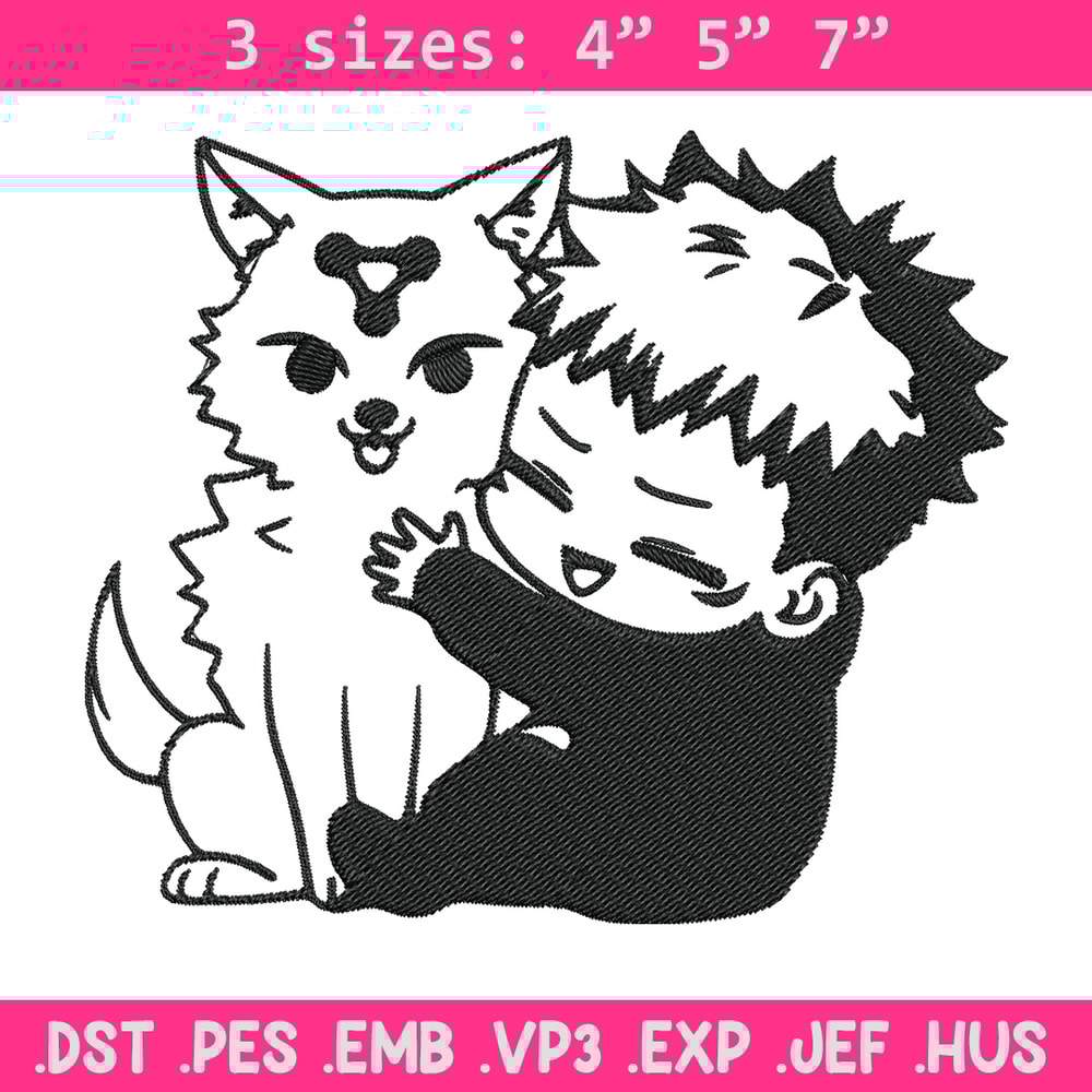 Yuji chibi Embroidery Design, Jujutsu Embroidery, Embroidery File, Anime Embroidery, Anime shirt, Digital download.jpg