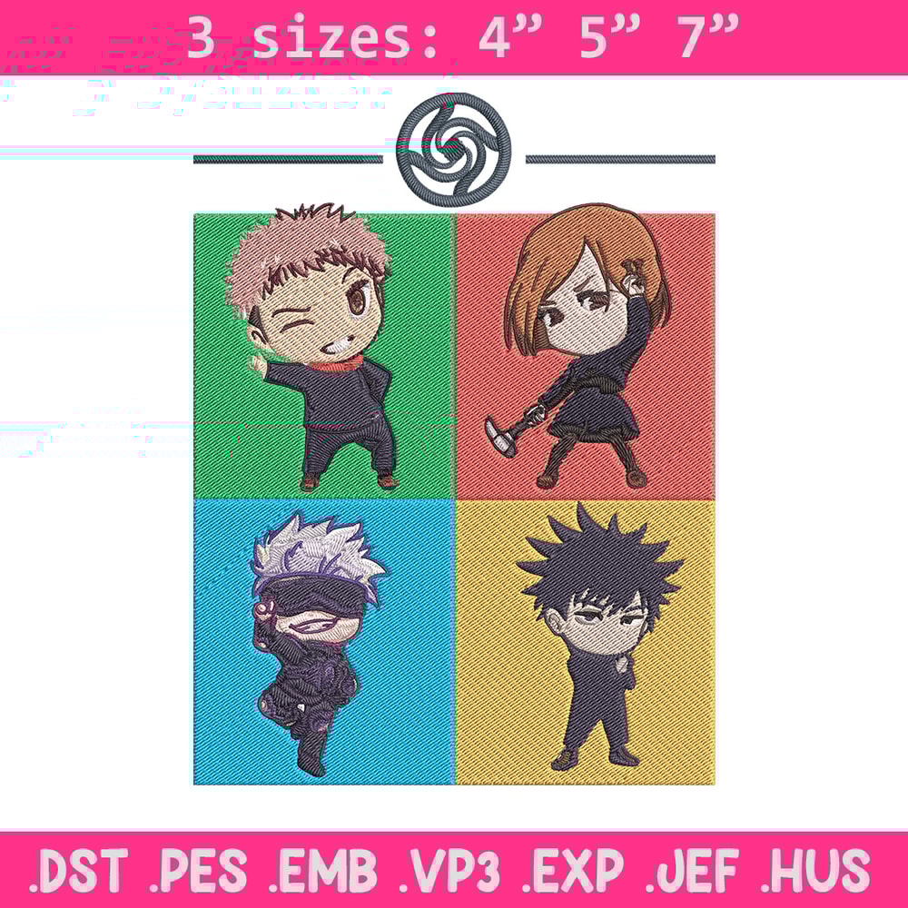 Yuji friends Embroidery Design, Jujutsu Embroidery, Embroidery File, Anime Embroidery, Anime shirt, Digital download..jpg