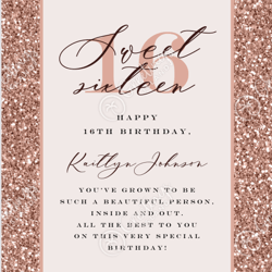 "sweet sixteen sparkle: happy birthday card"