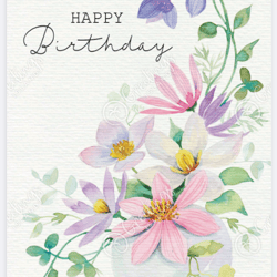 "Blooms of Joy: Pretty Botanicals Happy Birthday Card"