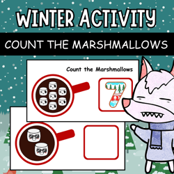Count the Marshmallows, Winter Preschool Printable, Math matching Activity 1-10 | Fun kindergarten Task cards