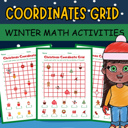 Christmas coordinates grid | Winter Math Activities and Worksheets | Printable math activity 5th - 7th