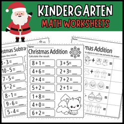 Christmas activities | Winter Math Worksheets - Kindergarten December Activities - Printable kids activity