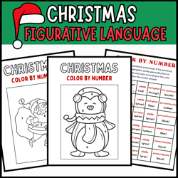 Figurative Language Christmas Color by Number | Winter coloring pages | Printable activity