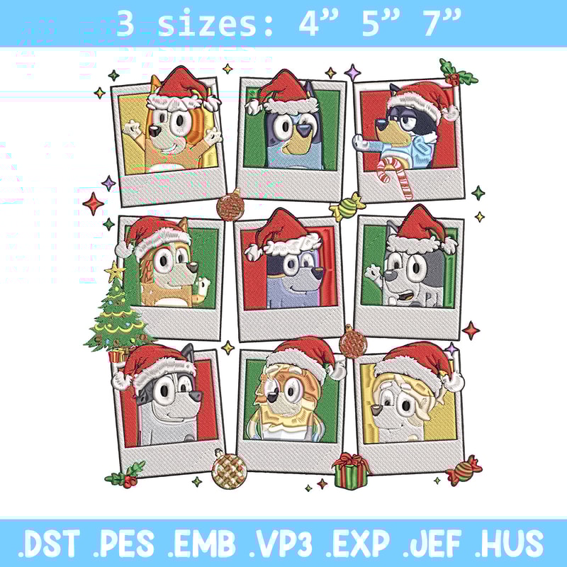 Bluey chrismas Embroidery Design, Bluey Embroidery, Embroidery File, Anime Embroidery, Anime shirt, Digital download.jpg