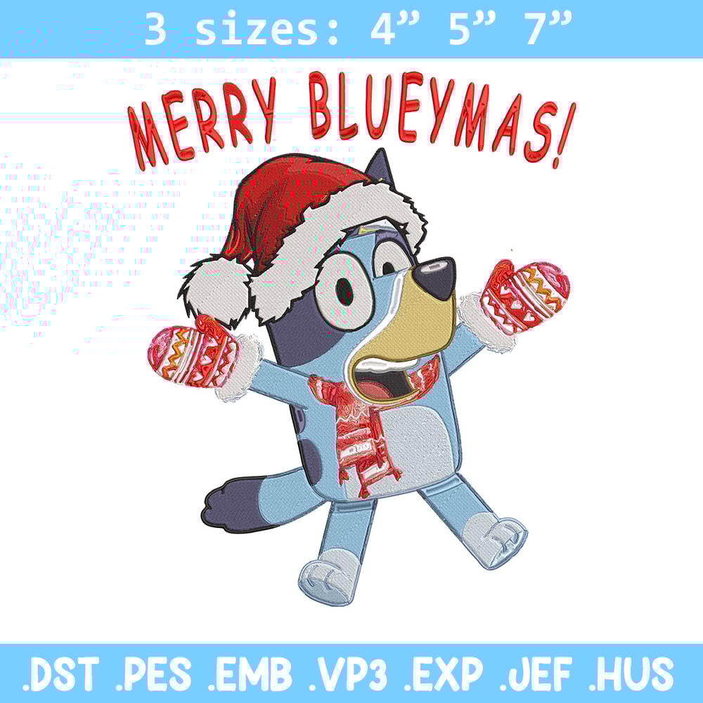 Bluey chrismas Embroidery Design, Bluey Embroidery, Embroidery File,Chrismas Embroidery, Anime shirt, Digital download.jpg