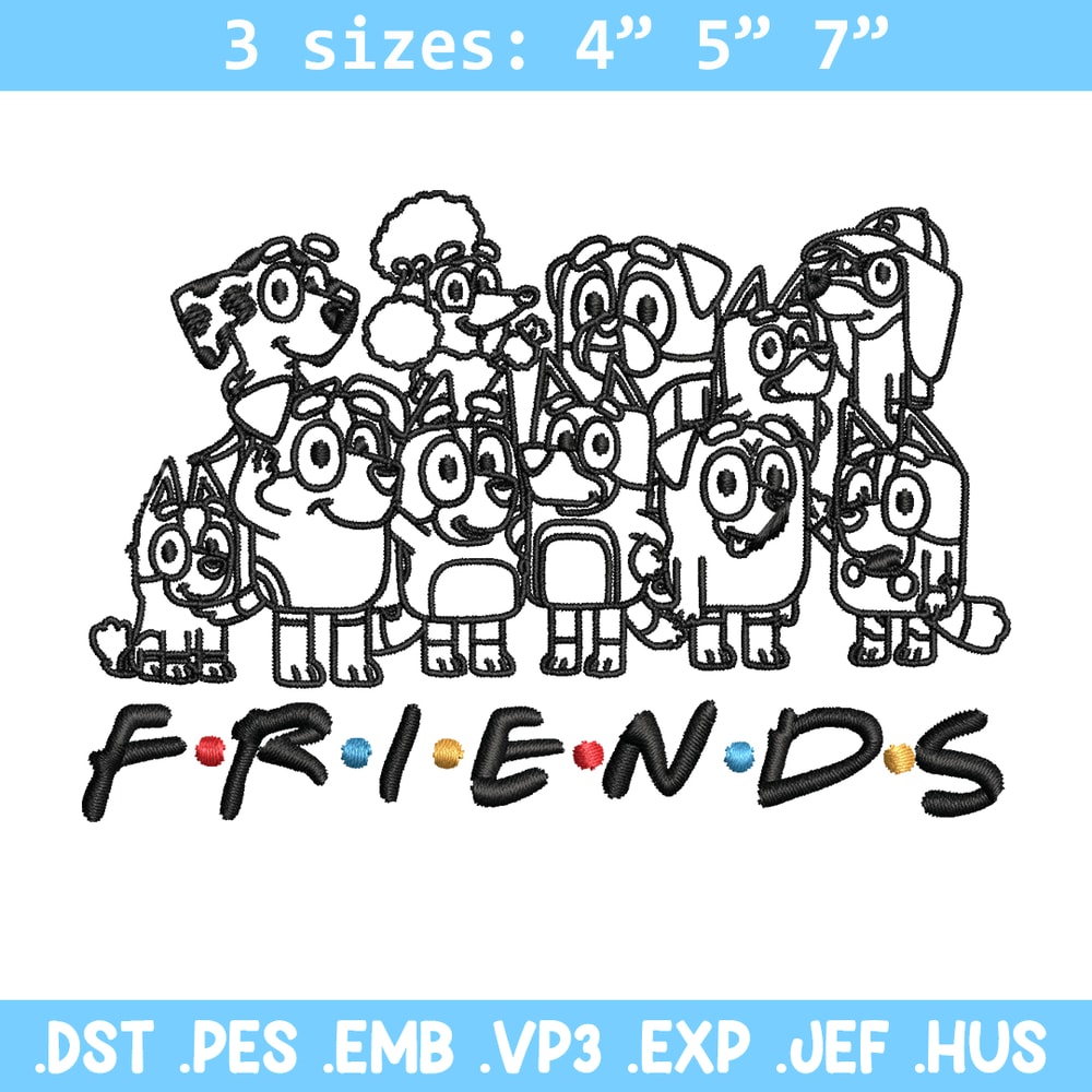 Bluey family Coloring Pages Embroidery, Bluey Embroidery, Embroidery File, cartoon design, logo shirt, Digital download..jpg